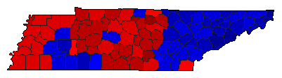 1980 Tennessee County Map of General Election Results for President