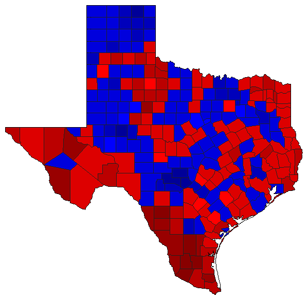 1998 Texas County Map of General Election Results for Comptroller General