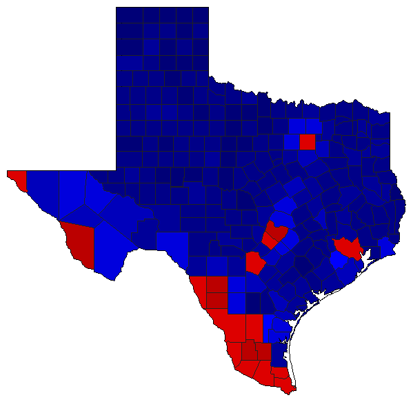 2022 Texas County Map of General Election Results for Comptroller General