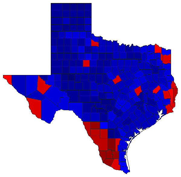 1994 Texas County Map of General Election Results for Agriculture Commissioner