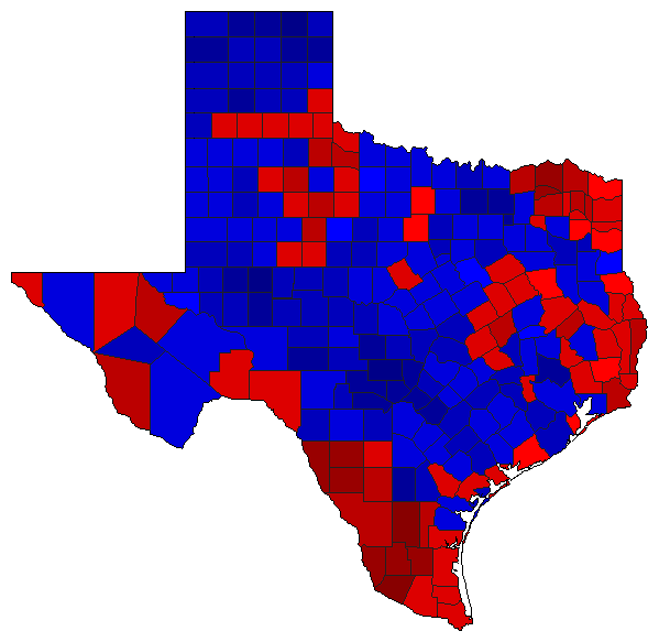 1998 Texas County Map of General Election Results for Agriculture Commissioner