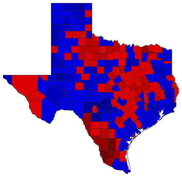 1966 Texas County Map of General Election Results for Senator