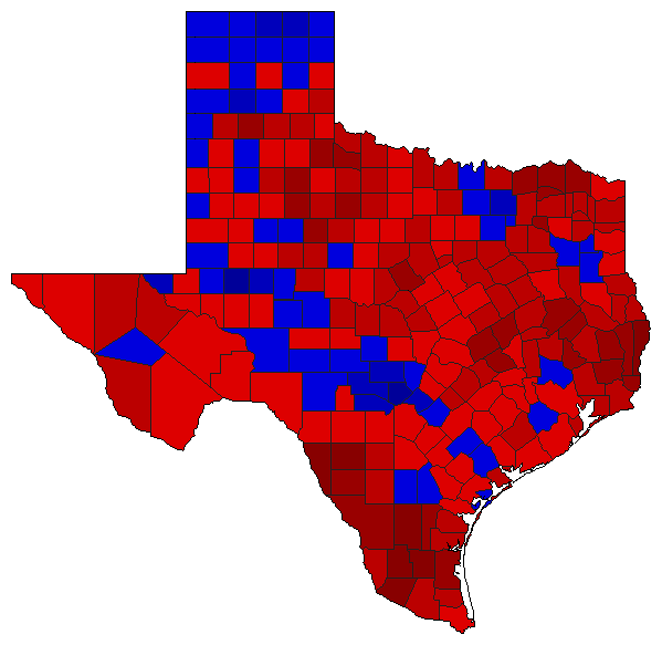 1982 Texas County Map of General Election Results for Governor