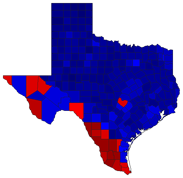 2010 Texas County Map of General Election Results for Lt. Governor