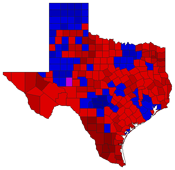 1994 Texas County Map of General Election Results for State Treasurer