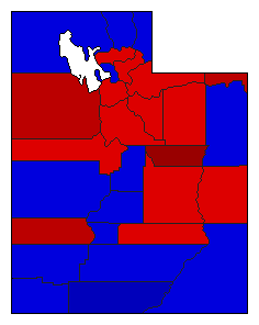 1964 Utah County Map of General Election Results for President