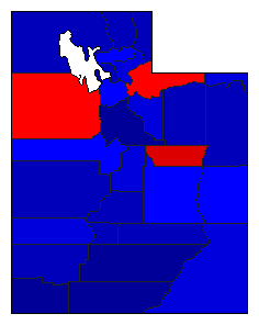 1996 Utah County Map of General Election Results for President