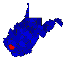 1972 West Virginia County Map of General Election Results for President