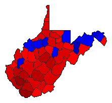 1996 West Virginia County Map of General Election Results for President