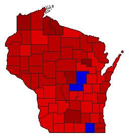 1964 Wisconsin County Map of General Election Results for President