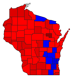 1996 Wisconsin County Map of General Election Results for President
