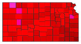 1992 Kansas County Map of Democratic Primary Election Results for President