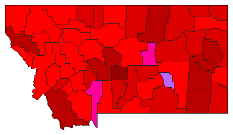 1992 Montana County Map of Democratic Primary Election Results for President