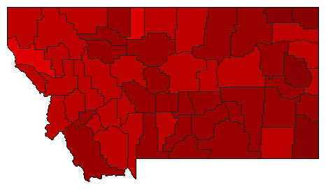 2004 Montana County Map of Democratic Primary Election Results for President