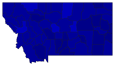 2020 Montana County Map of Democratic Primary Election Results for President