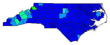 2020 North Carolina County Map of Democratic Primary Election Results for President