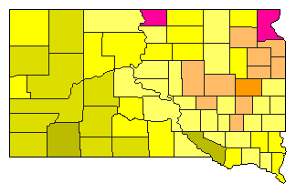 1992 South Dakota County Map of Democratic Primary Election Results for President