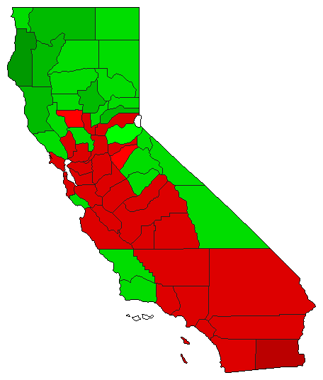 2016 California County Map of Democratic Primary Election Results for President