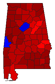 1992 Alabama County Map of Democratic Primary Election Results for Senator