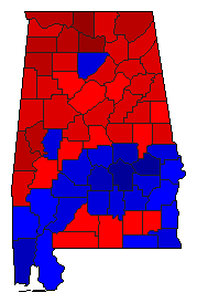 2002 Alabama County Map of Democratic Primary Election Results for Senator