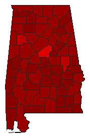 1998 Alabama County Map of Democratic Primary Election Results for Governor
