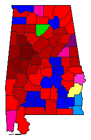 2018 Alabama County Map of Democratic Primary Election Results for Governor