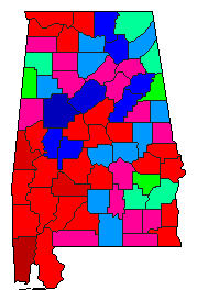 1994 Alabama County Map of Democratic Primary Election Results for Lt. Governor