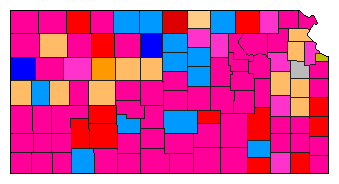 2010 Kansas County Map of Democratic Primary Election Results for Senator