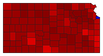 1990 Kansas County Map of Democratic Primary Election Results for State Treasurer