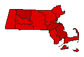 1962 Massachusetts County Map of Democratic Primary Election Results for Lt. Governor