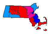 1960 Massachusetts County Map of Democratic Primary Election Results for Secretary of State