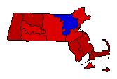 1958 Massachusetts County Map of Democratic Primary Election Results for Attorney General