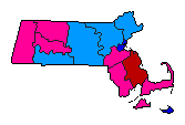 1962 Massachusetts County Map of Democratic Primary Election Results for Attorney General