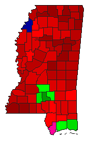 2012 Mississippi County Map of Democratic Primary Election Results for Senator