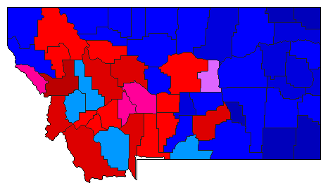 1994 Montana County Map of Democratic Primary Election Results for Senator