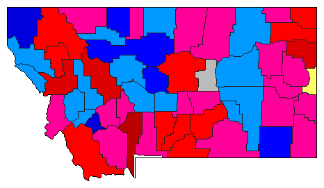 1992 Montana County Map of Democratic Primary Election Results for Governor