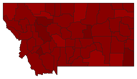 2012 Montana County Map of Democratic Primary Election Results for Governor
