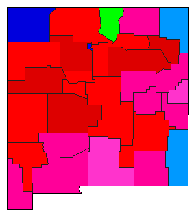 1990 New Mexico County Map of Democratic Primary Election Results for Lt. Governor