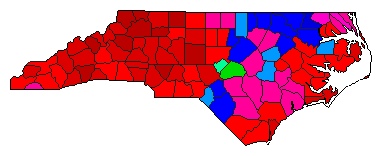 2002 North Carolina County Map of Democratic Primary Election Results for Senator