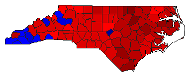 2000 North Carolina County Map of Democratic Primary Election Results for Governor
