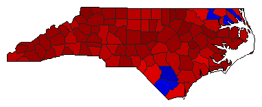 2016 North Carolina County Map of Democratic Primary Election Results for Governor