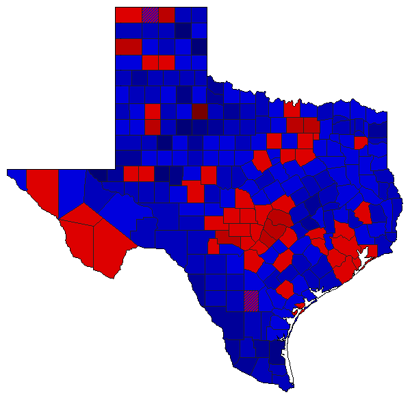 2018 Texas County Map of Democratic Primary Election Results for Comptroller General
