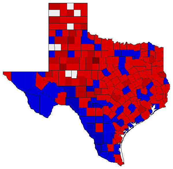 2010 Texas County Map of Democratic Primary Election Results for Agriculture Commissioner
