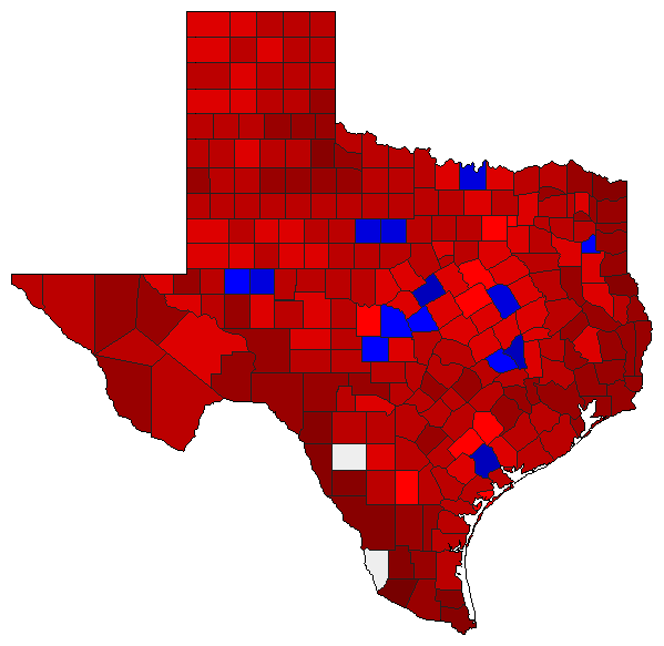 1976 Texas County Map of Democratic Primary Election Results for Senator