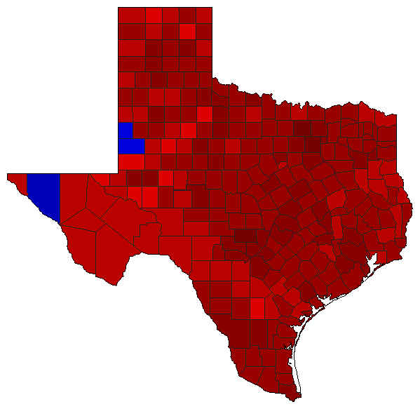 1994 Texas County Map of Democratic Primary Election Results for Governor