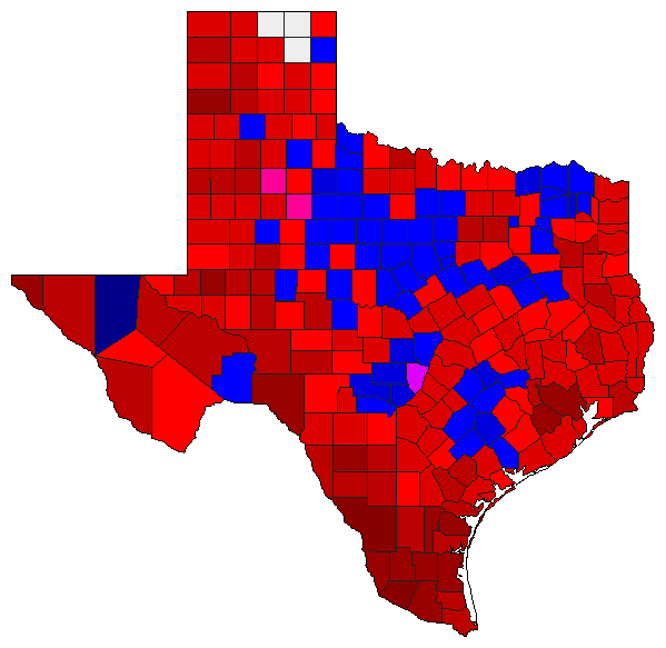 2002 Texas County Map of Democratic Primary Election Results for Governor