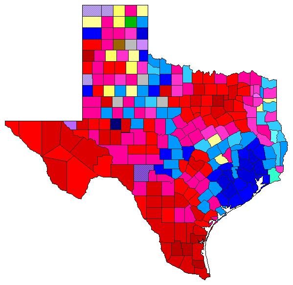 2018 Texas County Map of Democratic Primary Election Results for Governor