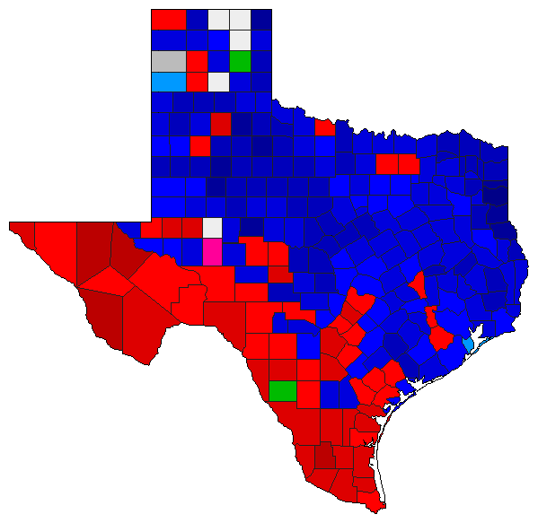 2006 Texas County Map of Democratic Primary Election Results for Lt. Governor