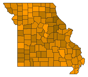 2012 Missouri County Map of Republican Primary Election Results for President