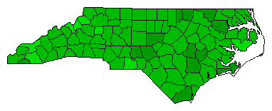 2012 North Carolina County Map of Republican Primary Election Results for President
